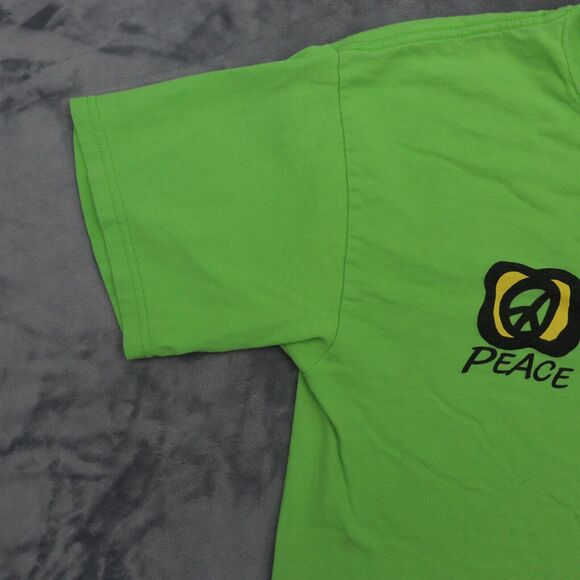 Piece Love Workout Shirt Men L Green Gildan Short Sleeve Crew Graphic Print T - Picture 7 of 15